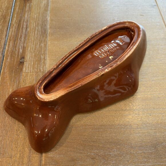 Tellurite Belgium White Fish Ceramic Redware Dish Belgian 1930s Serving Bowl - Picture 3 of 4